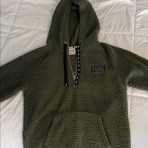Victoria’s Secret PINK Olive Sherpa Hoodie